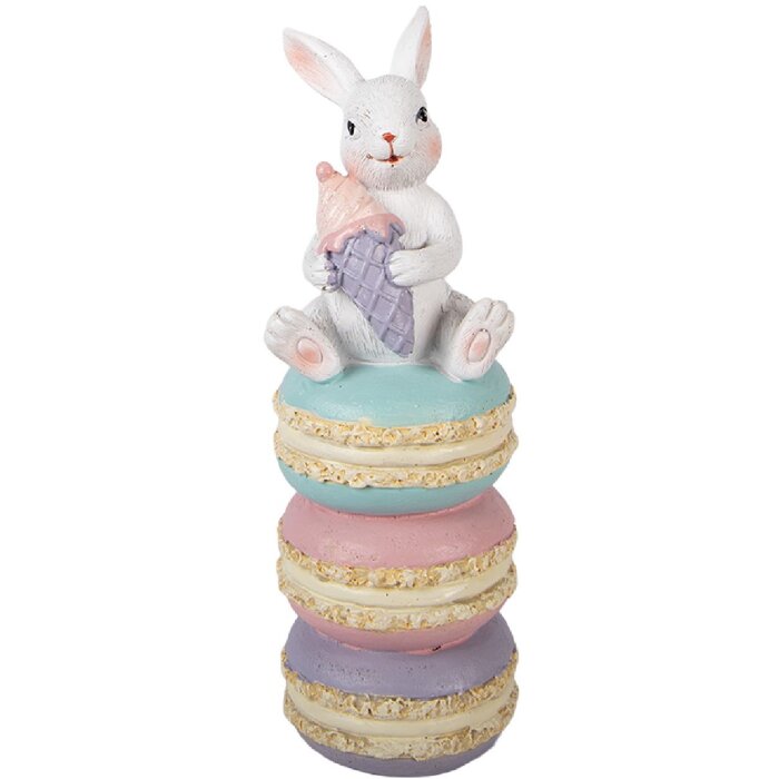 Decorazione coniglio Clayre & Eef bianco e rosa 7x7x20 cm