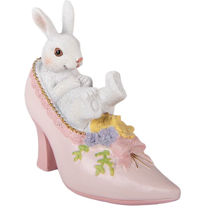 Decorazione coniglio nel calzino Clayre & Eef Bianco e Rosa 13x5x12 cm