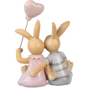 Decorazione coniglietto Clayre & Eef 6PR5981 8x6x10 cm Marrone Rosa
