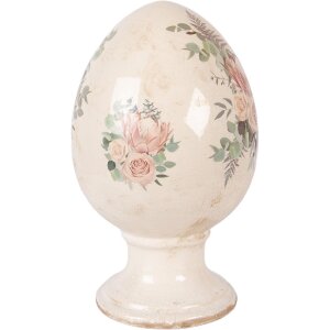 Decorazione uovo su piede Clayre & Eef Beige-Rosa...