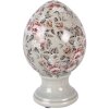 Decorazione uovo su piedistallo Clayre & Eef grigio/rosa Ø12x19 cm