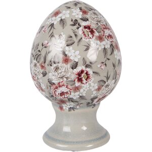 Decorazione uovo su piede Clayre & Eef grigio-rosa...