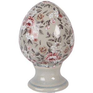 Decorazione uovo su piede Clayre & Eef grigio-rosa...