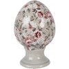 Decorazione uovo su piede Clayre & Eef grigio-rosa Ø 9x14 cm