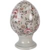 Decorazione uovo su piede Clayre & Eef grigio-rosa Ø 9x14 cm