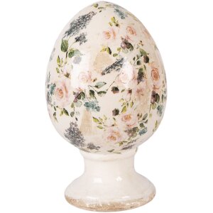 Decorazione uovo su piede Clayre & Eef Beige-Rosa...