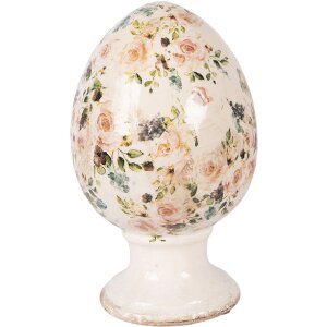 Decorazione uovo su piede Clayre & Eef Beige-Rosa...