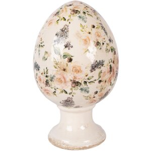 Decorazione uovo su piede Clayre & Eef Beige-Rosa...