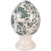 Decorazione uovo su piede Clayre & Eef Ø 12x19 cm beige con toni verdi