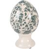 Decorazione uovo su piede Clayre & Eef Ø 12x19 cm beige con toni verdi
