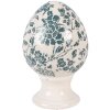 Decorazione Uovo su Piede Clayre & Eef Ø 9x14 cm Beige-Verde