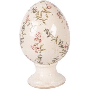 Decorazione uovo su piede Clayre & Eef beige-rosa...