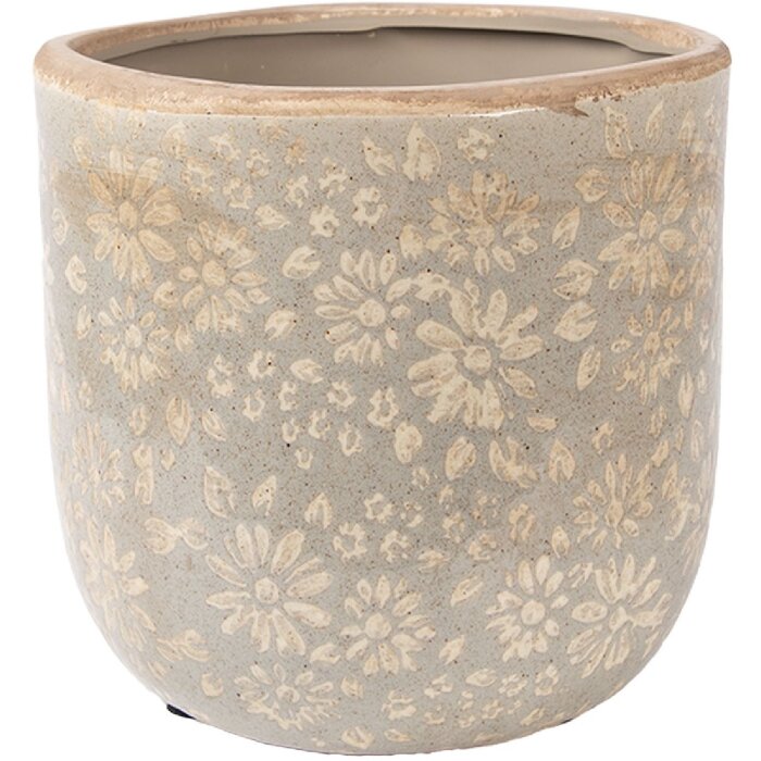 Vaso da fiori Clayre & Eef 6CE2409L Grigio-Beige Ø 18x16 cm