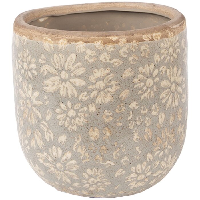 Vaso da fiori Clayre & Eef Grau-Beige Ø 14x13 cm
