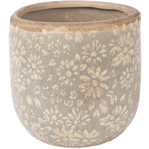 Vaso da fiori Clayre & Eef Grau-Beige Ø 14x13 cm