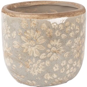 Vaso da interno Clayre & Eef 6CE2409S Grigio-Beige Ø 10x9 cm Ceramiche