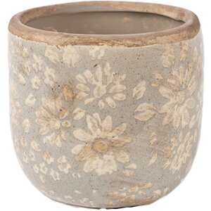 Vaso da interno Clayre & Eef 6CE2409S Grigio-Beige Ø 10x9 cm Ceramiche