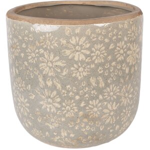Vaso da fiori Clayre & Eef 6CE2409XL in ceramica Grigio-Beige Ø20x19 cm