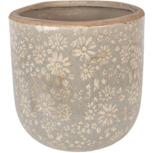 Vaso da fiori Clayre & Eef 6CE2409XL in ceramica Grigio-Beige Ø20x19 cm