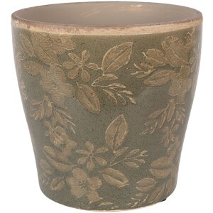 Vaso da fiori in ceramica Clayre & Eef Ø 14x13 cm Verde-Marrone