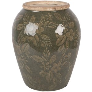 Vaso in ceramica Clayre & Eef Ø 16 cm x 20 cm Verde-Marrone