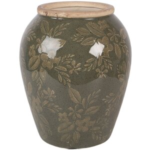 Vaso in ceramica Clayre & Eef Ø 16 cm x 20 cm Verde-Marrone