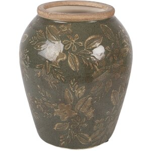 Vaso in ceramica Clayre & Eef 6CE2411M Verde-Marrone Ø 15 cm x 18 cm