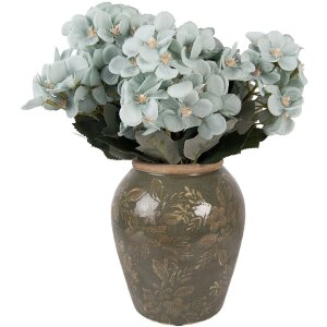 Vaso in ceramica Clayre & Eef 6CE2411M Verde-Marrone Ø 15 cm x 18 cm