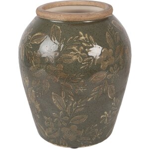 Vaso in ceramica Clayre & Eef 6CE2411M Verde-Marrone Ø 15 cm x 18 cm