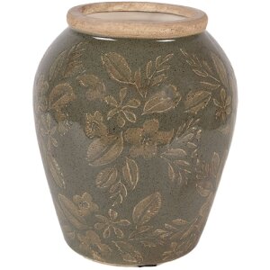 Vaso in ceramica Clayre & Eef 6CE2411S Ø 13 cm x 15 cm Verde-Marrone