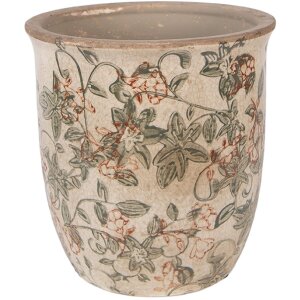 Vaso da fiori in ceramica Clayre & Eef Ø 15x15 cm Beige-Verde