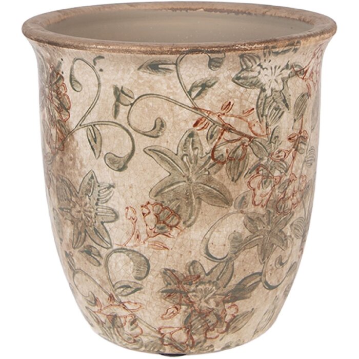 Vaso da fiori Clayre & Eef Ø 13x13 cm Beige-Verde