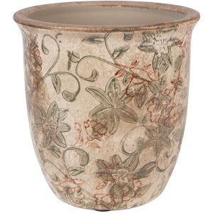 Vaso da fiori Clayre & Eef Ø 13x13 cm Beige-Verde