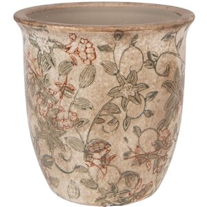 Vaso da fiori Clayre & Eef Ø 13x13 cm Beige-Verde