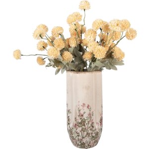 Vaso in ceramica Clayre & Eef 6CE2416M beige-verde Ø15x30 cm