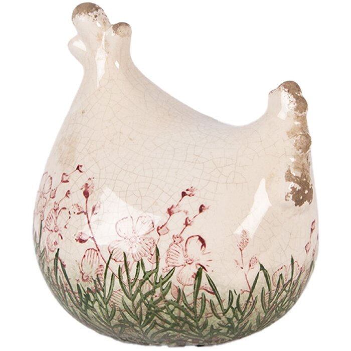Decorazione Clayre & Eef Huhn 12x11x13 cm Beige-Verde