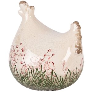 Decorazione Clayre & Eef Huhn 12x11x13 cm Beige-Verde