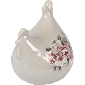 Decorazione anatra grigio-rosa Clayre & Eef 12x11x13 cm