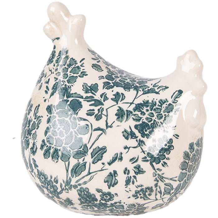 Decorazione Gallina in ceramica Clayre & Eef Beige-Verde 12x11x13 cm