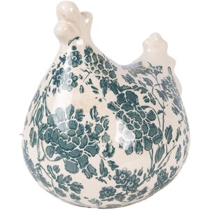 Decorazione Gallina in ceramica Clayre & Eef Beige-Verde 12x11x13 cm