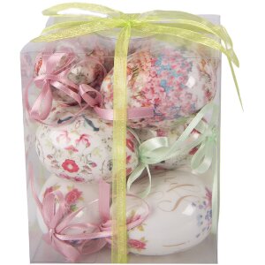 Set di 9 appendici a forma di uovo bianco e rosa Ø...