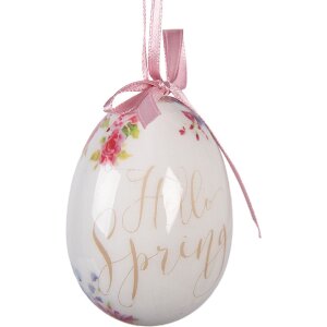 Set di 9 appendici a forma di uovo bianco e rosa Ø 5x8 cm Clayre & Eef