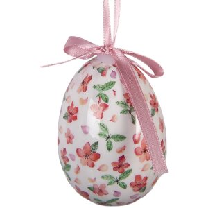 Set di 9 decorazioni a sospensione uova Clayre & Eef Rosa e Bianco Ø 5x8 cm