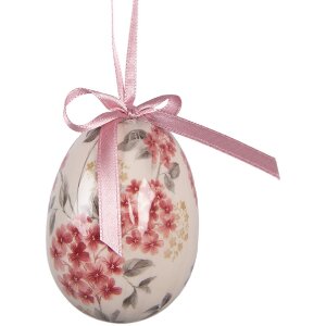 Set di 9 decorazioni a sospensione uova Clayre & Eef Rosa e Bianco Ø 5x8 cm