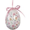 Decorazione a sospensione a forma di uovo Clayre & Eef Set da 9 bianco e rosa Ø 5x8 cm