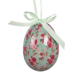 Set di 9 pendenti decorativi Clayre & Eef Uovo Bianco e Rosa Ø 5x8 cm