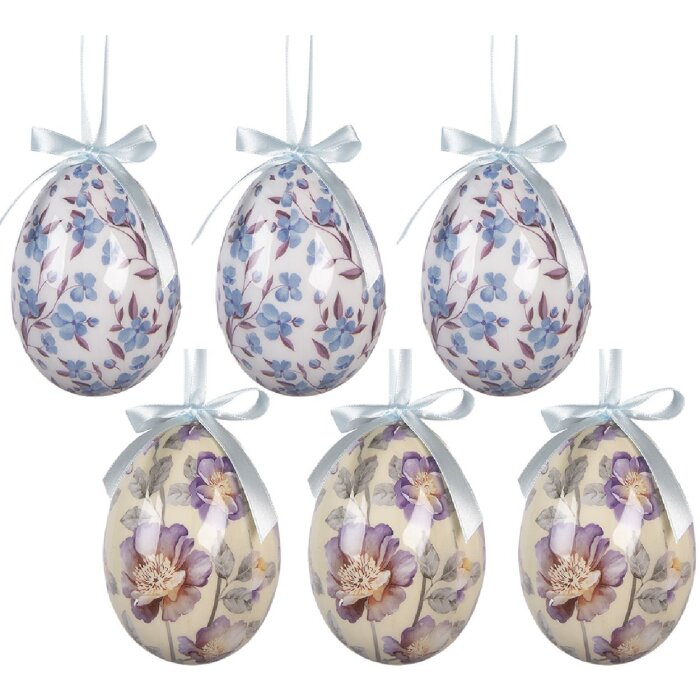 Set da 6 decorazioni a sospensione a forma di uovo Clayre & Eef Ø 7x10 cm