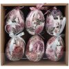 Set di 6 decorazioni appese a forma di uovo Clayre & Eef Bianco e Rosa Ø 7x10 cm