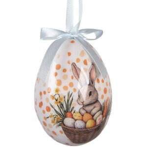 Set di 6 decorazioni a sospensione a forma di uovo Clayre & Eef Bianco o Marrone Ø 7x10 cm