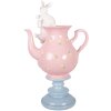Teiera decorativa Clayre & Eef con coniglietto rosa e bianco 22x14x35 cm